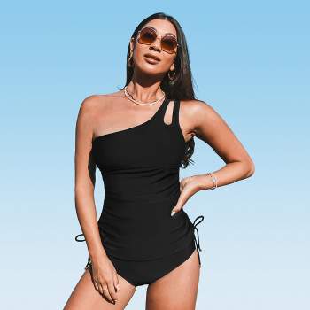 Women's Smocked High Waisted Bikini Swimsuit Ruffle Two Piece Bathing Suits  - Cupshe-black-small : Target