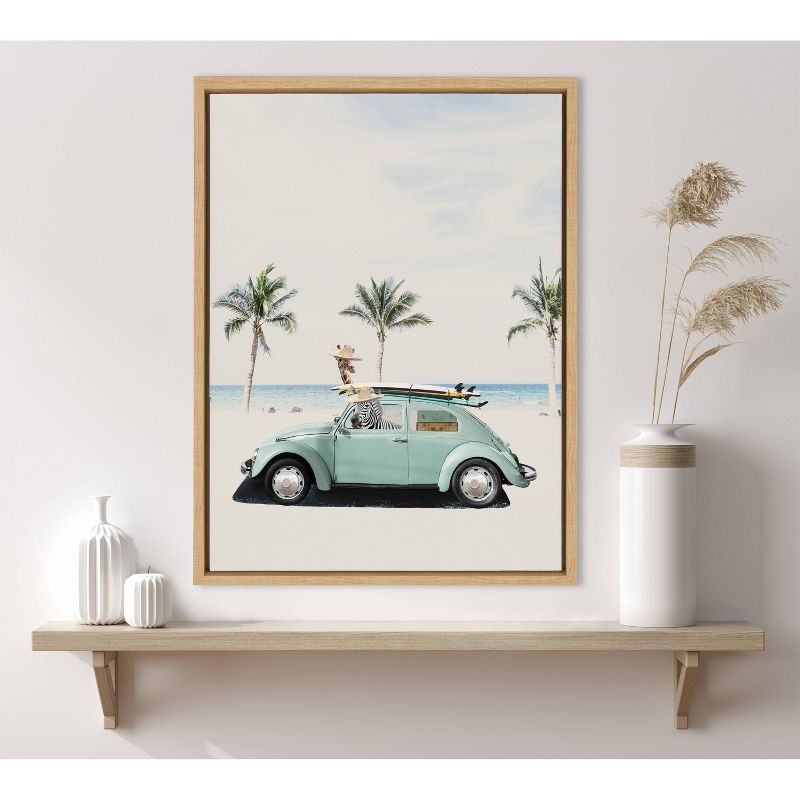 Kate &#38; Laurel All Things Decor 18&#34;x24&#34; Sylvie Summer Adventures Framed Canvas Wall Art by July Art Prints Natural Zoo Animal Beach Car, 3 of 6