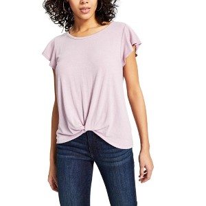 Hippie Rose Womens Twist Hem Basic T-Shirt, Purple, X-Large - 1 of 1