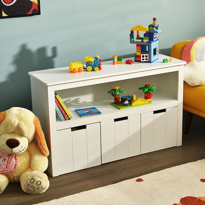 Costway Kid Toy Storage Cabinet 3 Drawer Chest w/Wheels Large Storage Cube Shelf, 2 of 11
