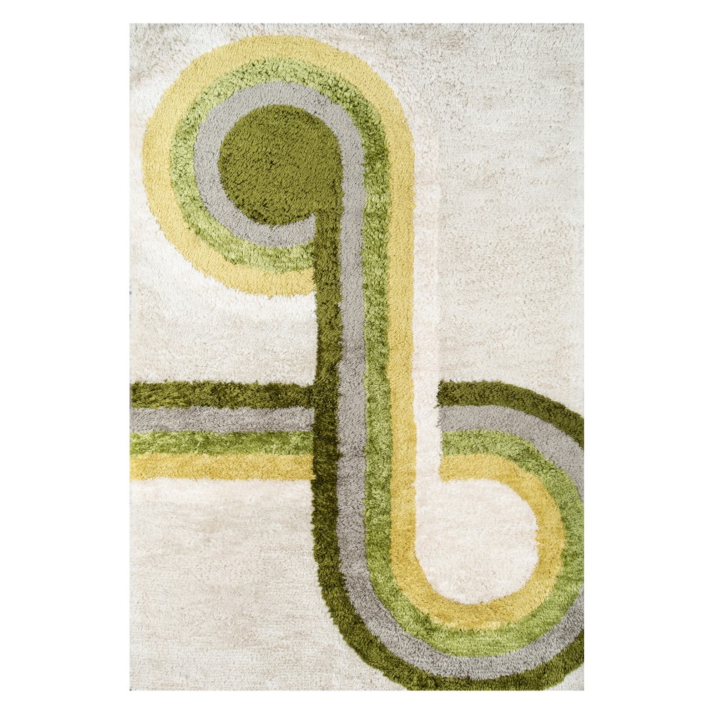 5'x7'6in Geometric Tufted Area Rug Green - Novogratz By Momeni