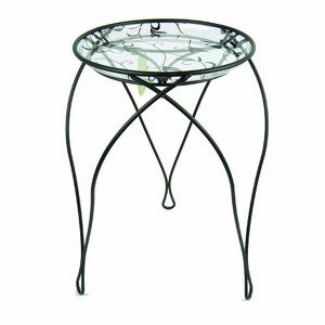 Plastec Elegance Metal Plant Stand with Decorative Plastic Saucer – Indoor or Outdoor Use, Black, 21" - 1 of 1