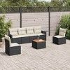 vidaXL 7 Piece Patio Sofa Set with Cushions - Black and Cream - 2 of 4