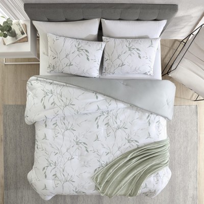 Twin Green Microfiber Reversible Bedspread Set