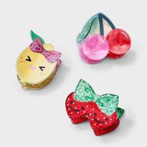 Girls' 3pk Fruit Themed Claw Clip Set - Cat & Jack™: Hair Styling, Solid Pattern, All Hair Types - 1 of 3