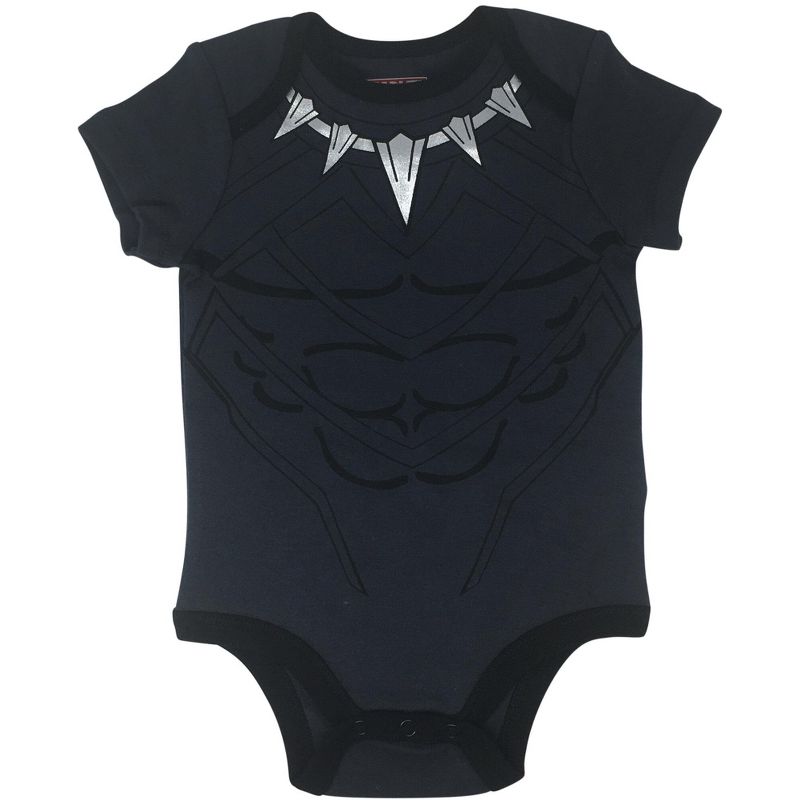 Marvel Avengers Black Panther Baby Cosplay Bodysuit Pants and Hat 3 Piece Outfit Set Newborn to Infant , 3 of 7