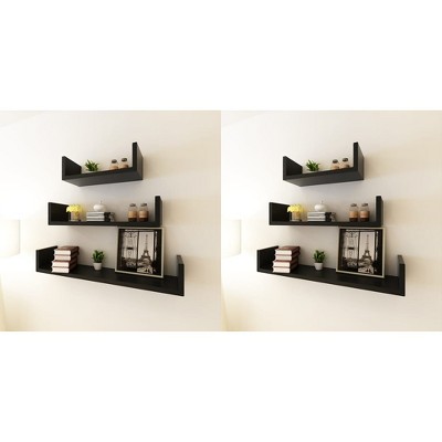 vidaXL Wall Shelves 6 pcs Black