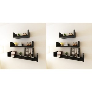 vidaXL Wall Shelves 6 pcs Black - 1 of 4