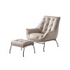 35" Zusa Accent Chair Khaki Top Grain Leather - Acme Furniture: Metal Frame, No Assembly, Ottoman Included - 2 of 4