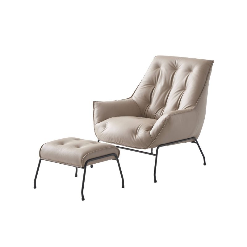 35&#34; Zusa Accent Chair Khaki Top Grain Leather - Acme Furniture, 2 of 6