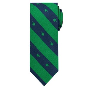 Jacob Alexander Men’s Irish Stripe Shamrock Woven Necktie – Green/Navy - 1 of 4