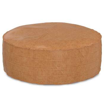 32" Wendal Round Coffee Table Pouf Distressed Brown - WyndenHall