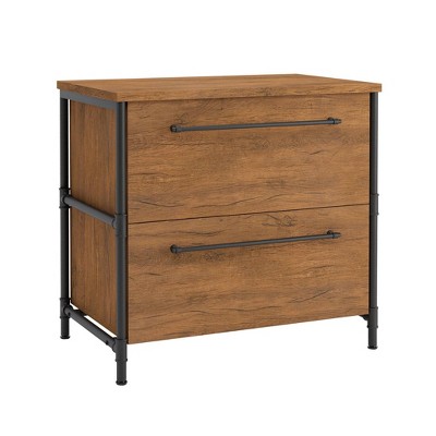 2 Drawer Iron City Lateral File Cabinet Checked Oak - Sauder