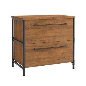 2 Drawer Iron City Lateral File Cabinet Checked Oak - Sauder - 1 of 4