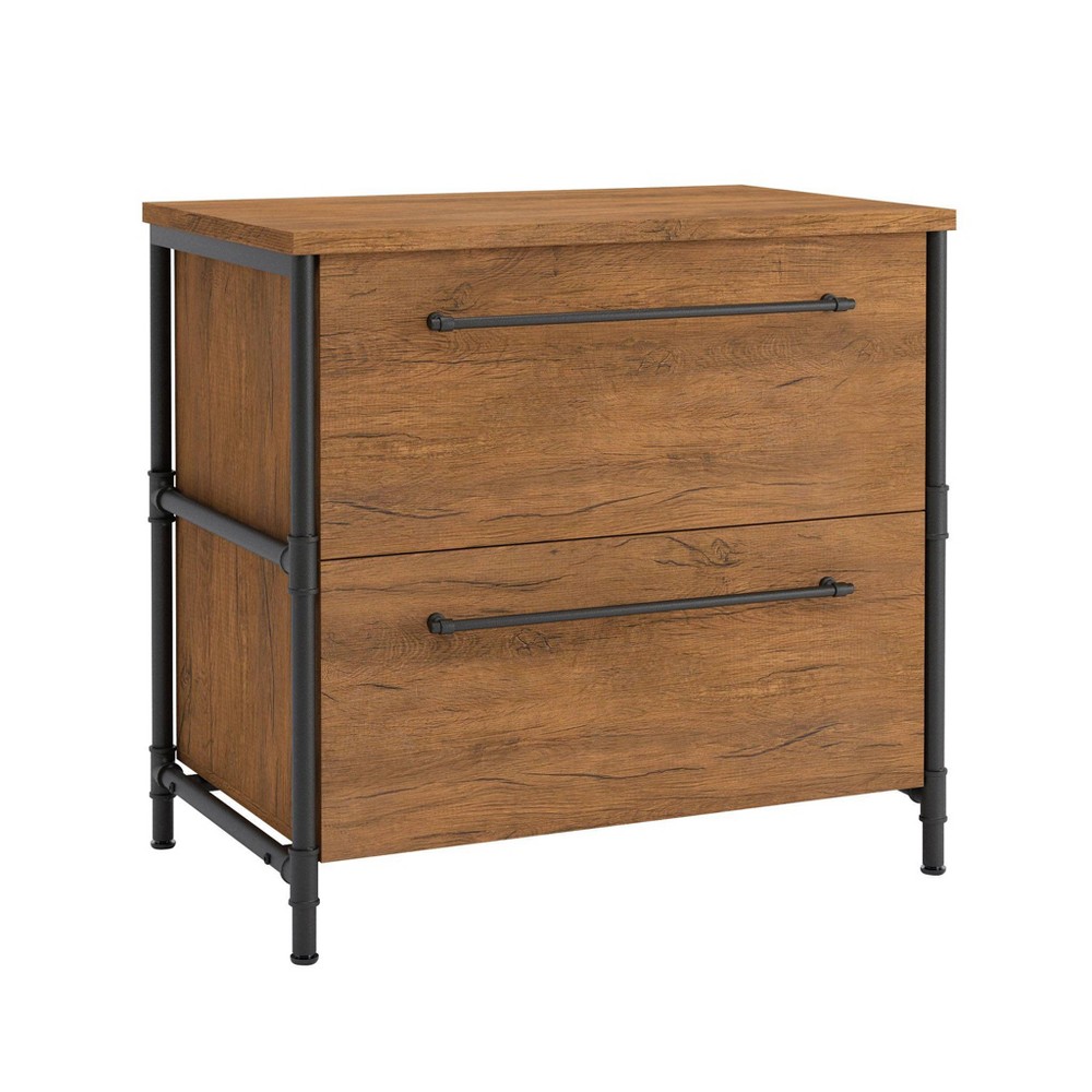 2 Drawer Iron City Lateral File Cabinet Checked Oak - Sauder