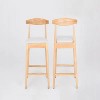 24" Counter Stools Upholstered Counter Stools with Wood Legs Island Dining Room Bar(Nature Frame And Beige Cushion) - 3 of 4