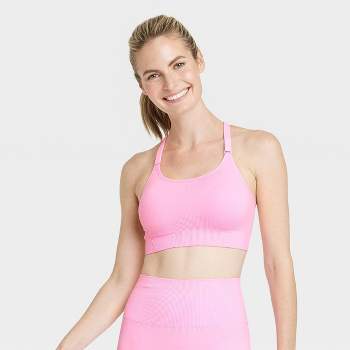Women's Light Support Asymmetrical Crop Sports Bra - All In Motion™ Pink M  : Target