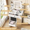 White Makeup Vanity Set with Glass Top & Power Strip, 3 Lighting Modes - 3 of 4