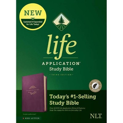 NLT Life Application Study Bible, Third Edition (Red Letter, Leatherlike, Purple, Indexed) - (Leather Bound)