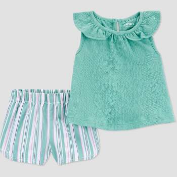 Carter's Just One You® Baby Girls' Striped Top & Bottom Set - Green