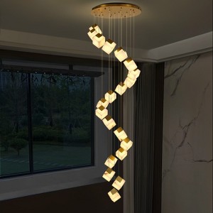 CityFurn 16/20-Light Cluster Chandelier Gold Ceiling Pendant with Alabaster Shades - 1 of 4