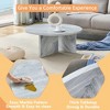 CAVINAS Stylish Marble Pattern Round Coffee Table,Modern Nordic Charm Center Table for Living Room,Apartment,White - 3 of 4