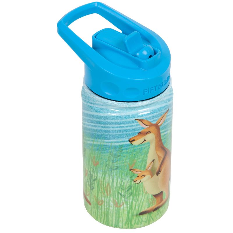 FIFTY/FIFTY 12oz Stainless Steel with PP Lid Kids Bottle with Straw Cap Kangaroo Print, 1 of 5
