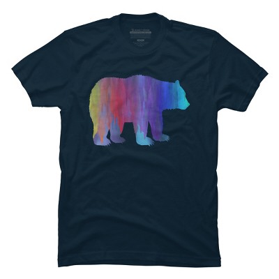 Adult Design By Humans Melting Rainbow Watercolor Bear By Maryedenoa T-Shirt