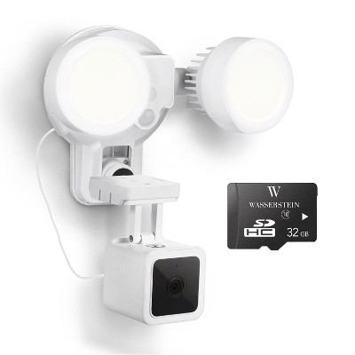 Wasserstein 3-in-1 Floodlight, Charger and Mount Compatible with Wyze Cam V3 - Additional 32GB Micro SD Card Included (White) (Camera NOT Included)