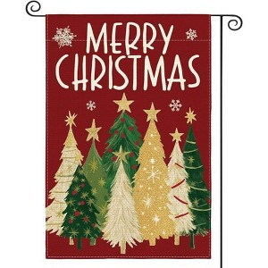 Lomsoe Merry Christmas Garden Flag 12x18 Inch Christmas Trees Winter Holiday Yard Outdoor Flag Red Christmas Gift Christmas Decor - 1 of 1