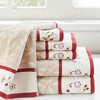 Vynxaria Red Embroidered Cotton Jacquard 6 Piece Towel Set - 2 of 4