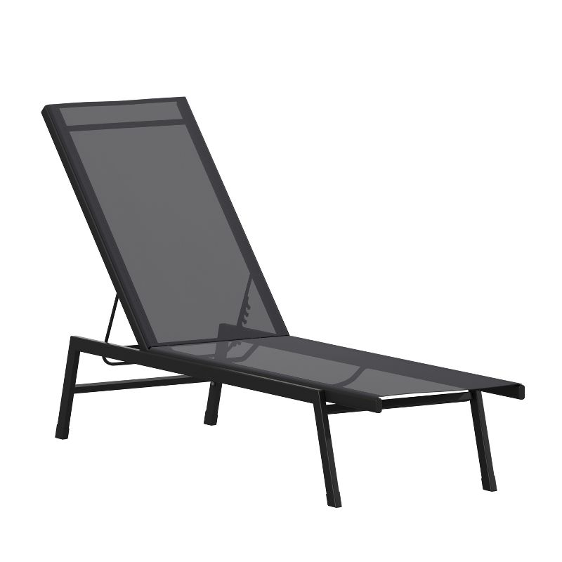Flash Furniture Brazos Adjustable Chaise Lounge Chair, All-Weather Outdoor Five-Position Recliner, 1 of 13