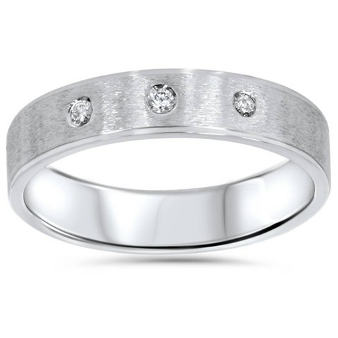 Pompeii3 Mens White Gold Brushed Diamond Wedding Ring Band : Target
