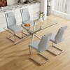 5-Piece Dining Set with Tempered Glass Table and 4 PU Chairs - 2 of 4