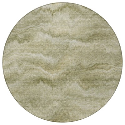 HomeRoots 8' Sage And Ivory Round Abstract Washable Indoor Outdoor Area Rug