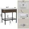 Bathroom Vanity with Resin Sink, Freestanding Modern Bathroom Cabinet Set with Metal Frame and Open Storage Glass Shelf - 2 of 4