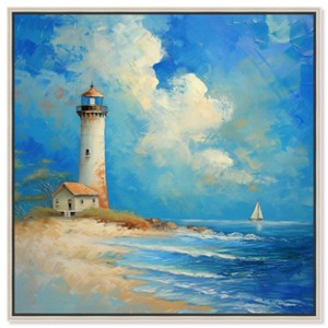 Art Remedy Lighthouse Sunrise Chic Coastal Wall Art Framed - 1 of 4