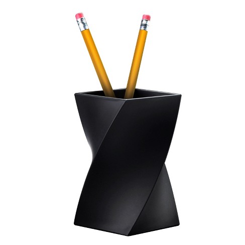 Zodaca Black Wave Pen Pencil Ruler Holder Cup Stationery Desktop Organizer  Soft Touch