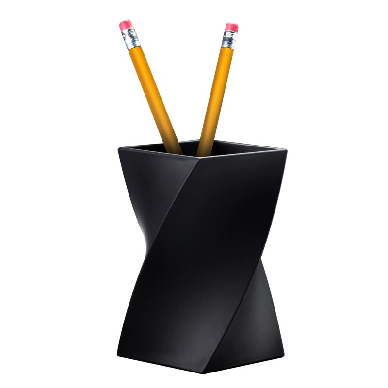 Zodaca Black Wave Pen Pencil Ruler Holder Cup Stationery Desktop Organizer Soft Touch, 1 of 7