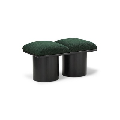 green boucle fabric/black finish