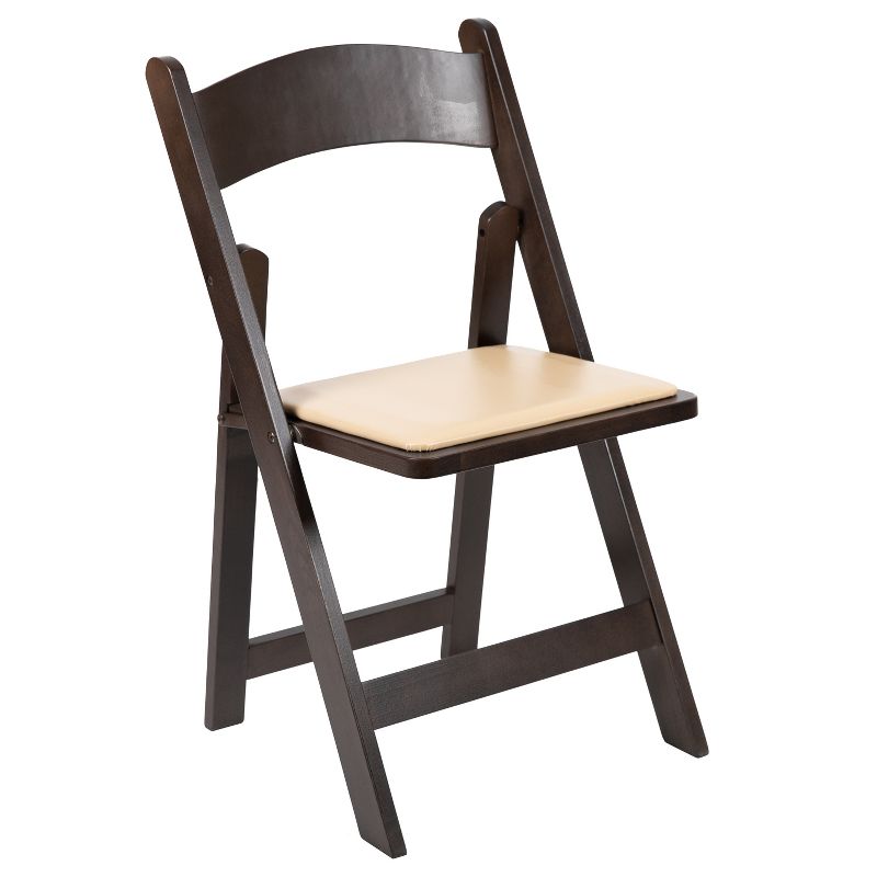 Emma and Oliver Chocolate Wood Folding Chair with Detachable Vinyl Padded Seat, 1 of 13