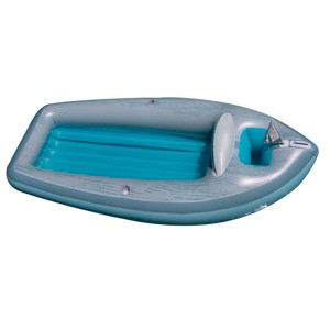 Swimline 8.75' Inflatable Classic Boat Cruiser with Cooler 1-Person Swimming Pool Float - Silver/Blue - 1 of 4