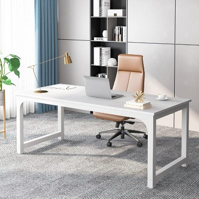 PAGED Large Modern Computer Desk, Heavy Duty Office Desk with Steel Frame & Spacious Desktop for Living Room