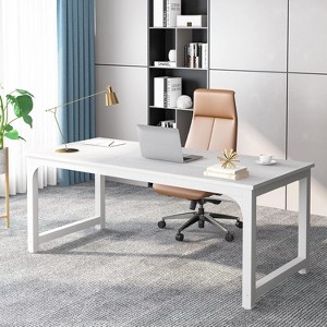 Okak Modern Large Executive Desk Office Computer Desk with Thick Metal Frame,Spacious Business Conference Table for Office,Studio - 1 of 4