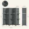 Aghana Digitals 5-Panel Gray Paulownia Wood Privacy Divider with 3 Storage Shelves, Foldable - 3 of 4