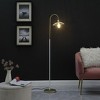 64.25" In Industrial Farm Pendant Cage Satin Matte Gold/White Metal Floor Lamp - 4 of 4