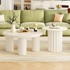 FONTOI Modern Round Coffee Table 2 Pcs Office End Table Small Sofa Table with Cylindrical Leg Nesting for Living Room, White, 31.4"* 31.4"*14.6" - 2 of 4