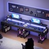 KOLIGEY Black Gaming Desk with LED Lights and Power Outlets, 55 Inch Computer Desk with 3 Drawers and Adjustable Monitor Stand - 2 of 4