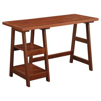 Breighton Home Trinity Trestle Style Desk with Built-In Shelves