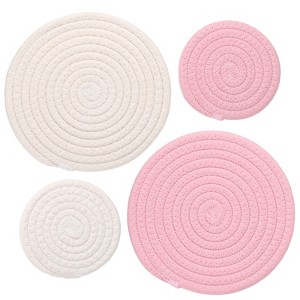Unique Bargains Indoor Non-slip Absorbent Cotton Rope Plant Saucers Set of 4 - 1 of 4
